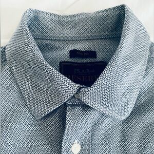 Jos. A. Bank RESERVE Slim Fit Dress Shirt Blue & White Patterned 100% Cotton
